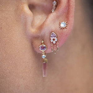 Set de boucles d'oreilles S925 or avec zircons triangle et breloques étoile céleste