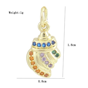 Detail view of a 1.8cm copper zircon pendant featuring vibrant multicolor micro-inlaid stones