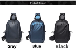 Waterproof matte cross-body chest bags for men in grey, blue, and black color options