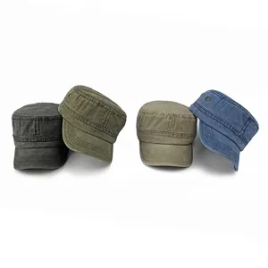 Gorras militares vintage de algodón lavado en gris oscuro, verde militar, caqui y azul marino