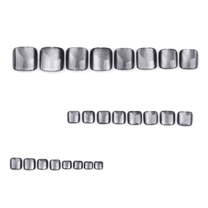 Unghie finte per piedi grigio scuro effetto cat-eye metallizzato, set da 24 pezzi