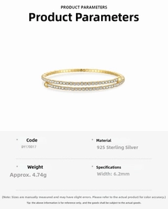Detail view of 925 sterling silver pave-set zircon bracelet with product specifications