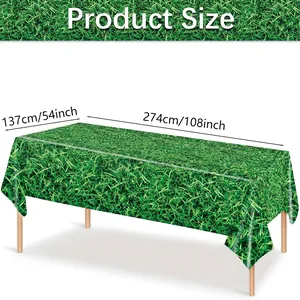 Soccer pitch theme rectangular plastic tablecloth for sports parties, 137x274 cm