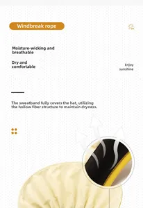 Detail showing inner sweatband and breathable fiber mesh of yellow outdoor sun hat