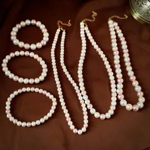 Collier Et Bracelet En Künstliche Perles Synthétiques Vintage Français Bijoux Élégants Pour Femmes Accessoire Design De Niche