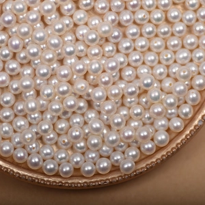 Polished 4mm AAAA white freshwater pearls with pre-drilled holes for DIY jewelry making