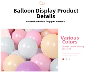 Detail view of high-quality macaroon colored latex balloons for birthday party decor