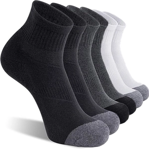 Sechs Paar rutschfeste gepolsterte Sportsocken in Schwarz, Weiß und Grau für Herren