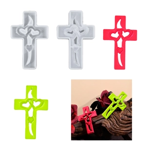 Stampo In Silicone Croce Doppio Cuore DIY Resina Epossidica Artigianato Pendente Decorazione Murale Regalo Romantico
