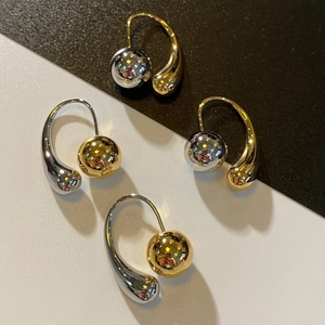 French vintage metallic waterdrop earrings in gold and silver mirror finish duo-set