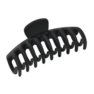 Grande pince à cheveux noire mate pour queue de cheval haute sur fond blanc