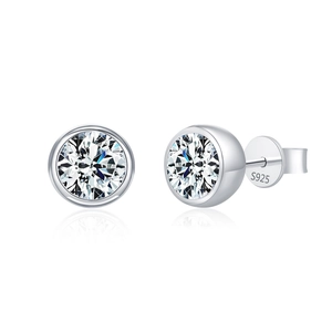Classic round moissanite bubble stud earrings in S925 sterling silver for women
