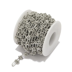 Polished silver stainless steel knot chain roll for DIY jewelry making and necklaces