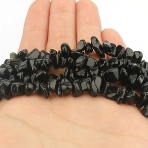 Polished natural black agate irregular crushed stone beads for DIY jewelry making