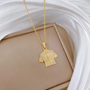 Golden jersey number 10 pendant necklace with pavé crystals on premium silk fabric