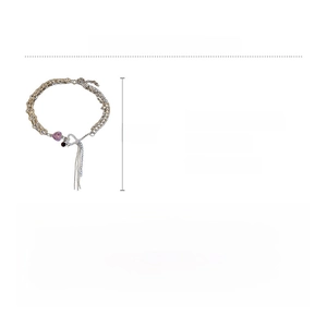 Detailed specs of heart chain necklace with purple rhinestone and tassel pendant
