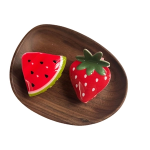 Cute acrylic fruit hair clips featuring 3D strawberry and watermelon designs for girls