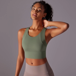 Avocado green high-support racerback sports bra and yoga tank top for women workout