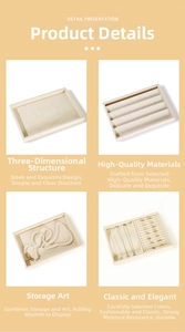 Detailed views of velvet jewelry display trays for rings, necklaces and watches