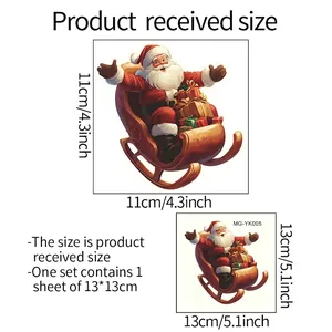 Luminous Christmas Santa sleigh wall sticker with 13x13cm size specifications