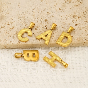 Capital Letter Pendant 18K Gold Plated 304 Stainless Steel Textured Initial Charm For Women Jewelry Making DIY