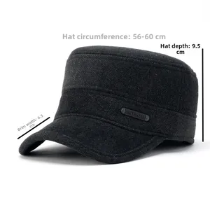 Detailed size chart of the men's winter military cap with specific measurements