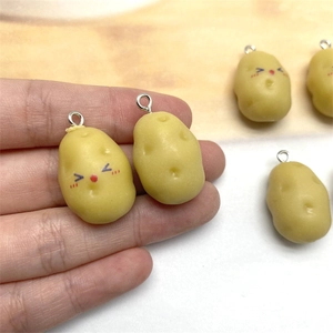 Creative 3D resin potato charms with cute faces for DIY earrings and keychain accessories