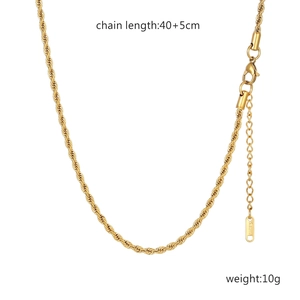 Détail du collier Figaro en acier inoxydable plaqué or 18K avec dimensions et poids