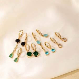 Cubic Zirconia Waterdrop Hoop Earrings Micro Pave Copper Geometric Elegant Fashion Jewelry Accessories For Women