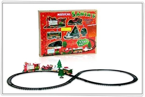 Detailed 22-piece musical Christmas electric train set with tracks and festive figures