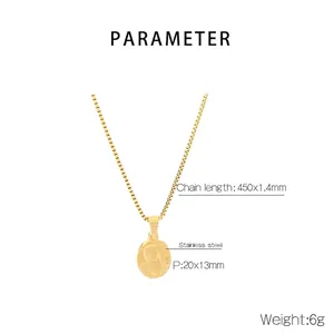 Detailed product parameters of gold stainless steel necklace with oval portrait pendant