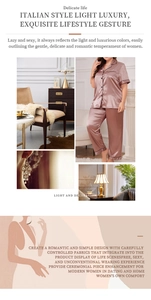 Detailed view of women's silk satin lounge set in dusty rose with button-down shirt