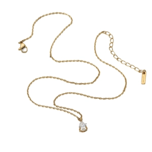 Elegant gold-plated stainless steel necklace with a sparkling pear-shaped zircon pendant