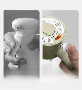 Dual-generation oil sprayer comparison showing the new ergonomic handle and control switch