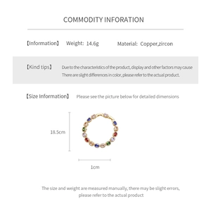 Detailed view of vintage gold plated copper bracelet with zircons showing 18.5cm length