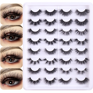 Set of 16 pairs professional handmade voluminous false eyelashes for natural eye makeup look