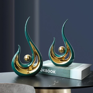 Modern Abstract Ceramic Ornaments Electroplated Luxury Minimalist Desktop Figurines Home Living Room Office Decor Accessory