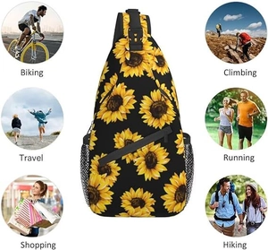 Sac bandoulière tournesol polyvalent avec sangle réglable pour activités de plein air