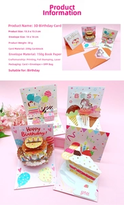 Detailed 3D birthday card set with 13.3cm laser cut designs and gold stamping finishes