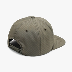 Army green waffle texture baseball cap with adjustable snapback and six-panel design
