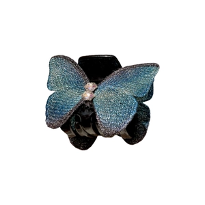 Pince à cheveux papillon en dentelle avec dégradé bleu et strass scintillants