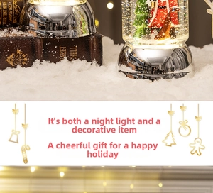 Luminous Christmas crystal ball lamp with Santa Claus, Christmas tree and silver base