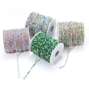 Crystal Beaded Chain Stainless Steel Faceted Glass Beads Gold Plated For DIY Necklace Bracelet Making Jewelry Accessory
