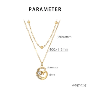 Detailed parameter diagram showing dimensions of the 18K gold star double-layered necklace