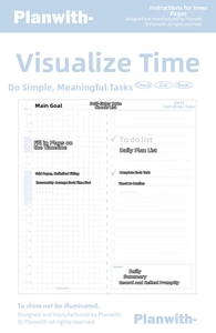Detail of daily planner layout with timeline, to-do list and summary section