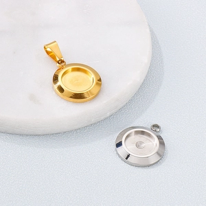 Stainless Steel Round Bezel Pendant Tray Blank Gemstone Cabochon Setting Base DIY Jewelry Making Accessory Minimalist