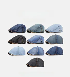 Detailed grid showing ten washed denim ivy caps in various blue and black shades