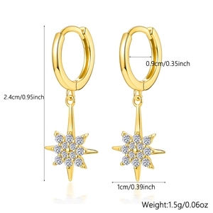 Detailed size specifications for gold starburst earrings with dimensions and weight