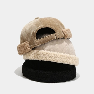 Corduroy Sherpa Brimless Docker Hat Warm Winter Miki Cap Adjustable Retro Hip Hop Streetwear Style For Women Men