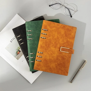A5 Business Loose Leaf Notebook PU Leather Cover 6 Ring Binder Refillable Journal Diary For Office School Meeting